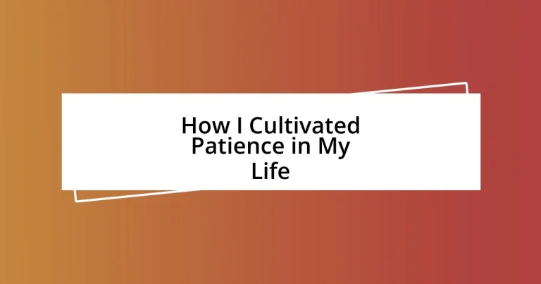 How I Cultivated Patience in My Life