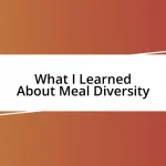 What I Learned About Meal Diversity