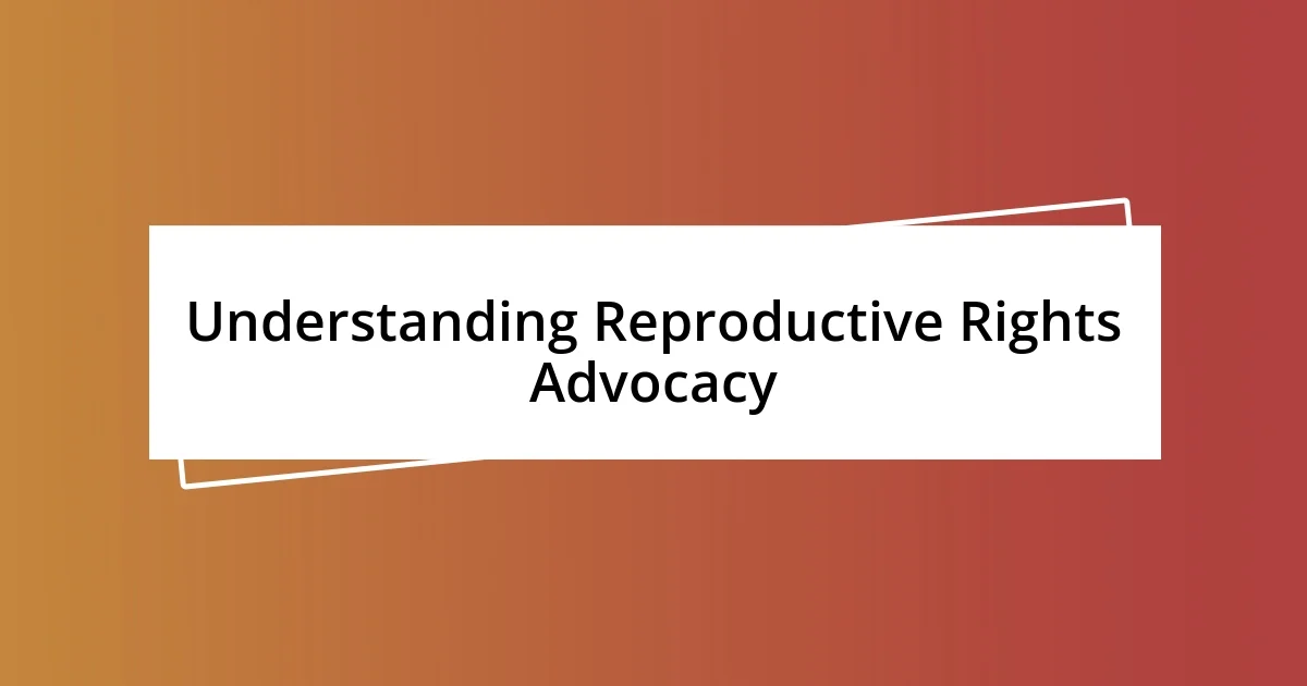 Understanding Reproductive Rights Advocacy