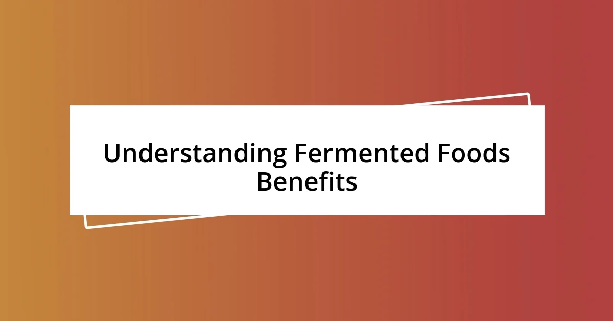 Understanding Fermented Foods Benefits