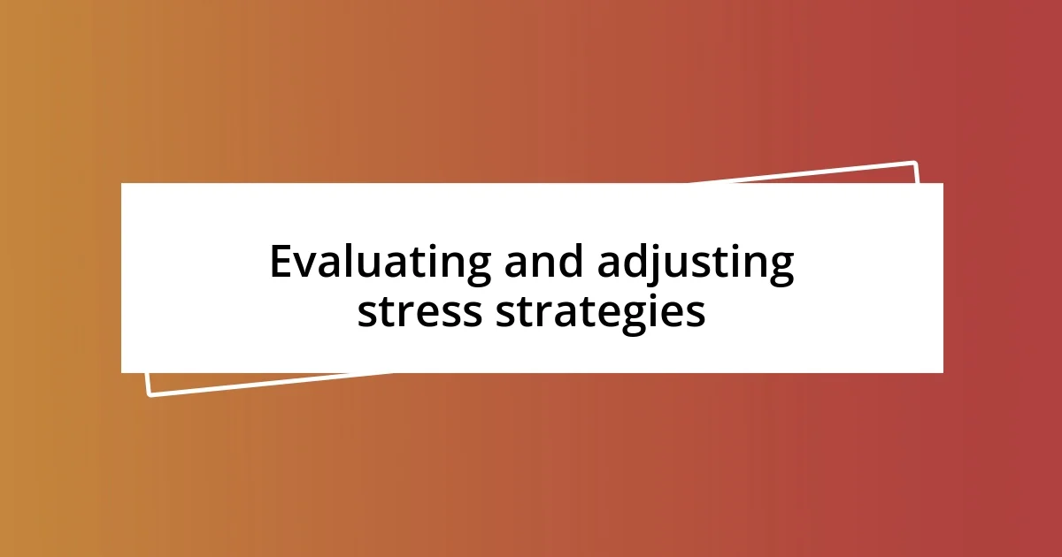 Evaluating and adjusting stress strategies