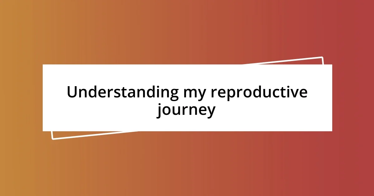 Understanding my reproductive journey