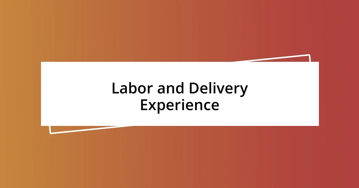 Labor and Delivery Experience