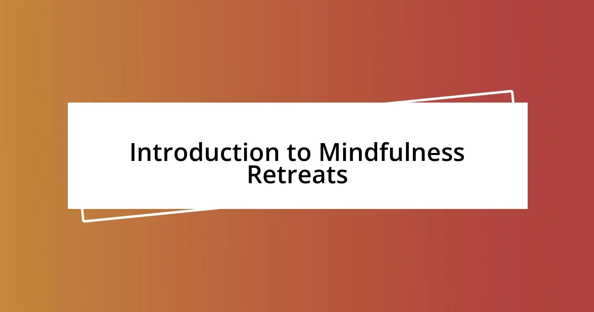 Introduction to Mindfulness Retreats